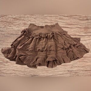 Love Tree Brown (Coffee color) Ruffled Mini Skirt - Size Small